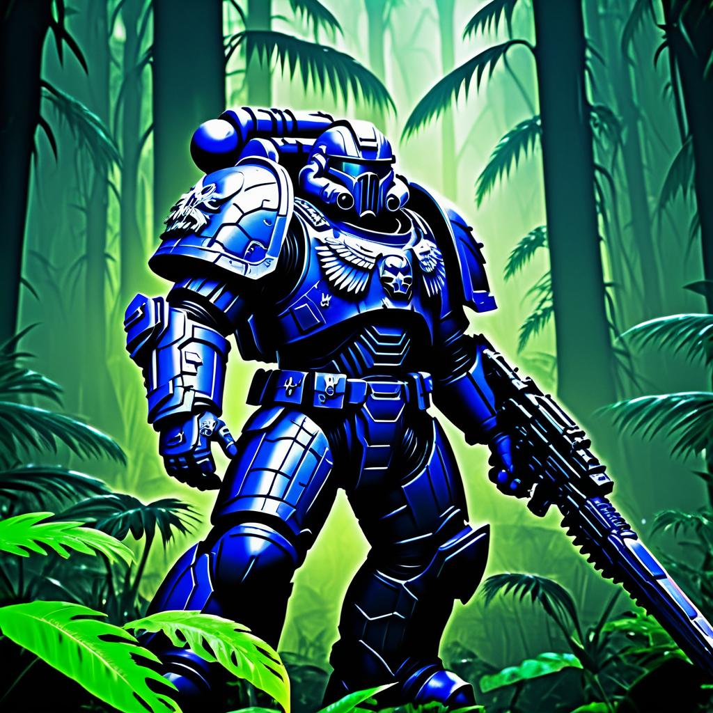 Grimdark Space Marine in Alien Jungle