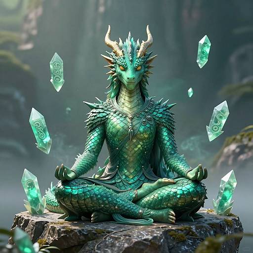 Emerald Dragonborn Monk Meditation