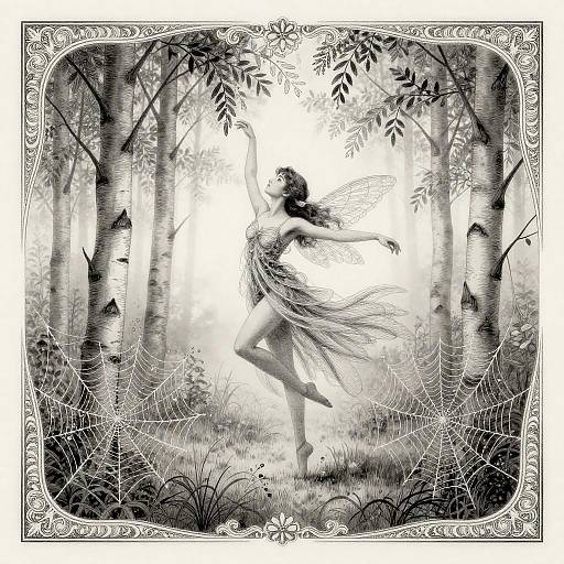 Elusive Mist Nymph in Sumi-e Style