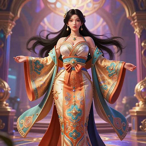 Vibrant Anime Character in Ornate Robe