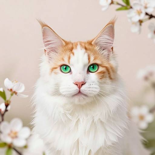 Maine Coon Cat in Spring Flowers
