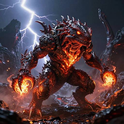 Molten Ember Lizard Warrior