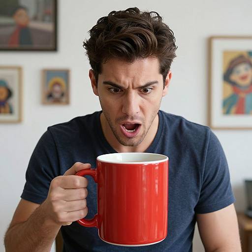 Photorealistic Portrait with Coffee Mug