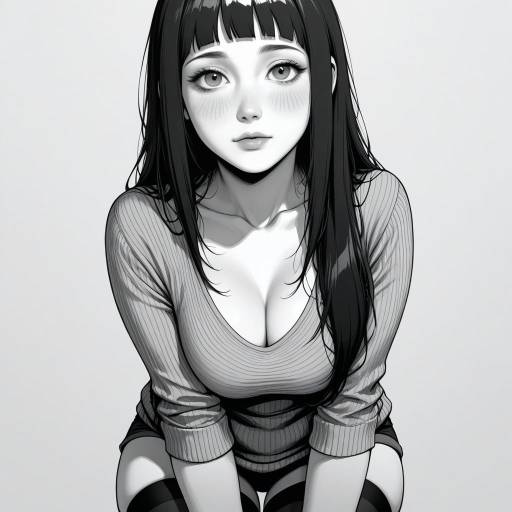 Monochrome Portrait of Hyuuga Hinata