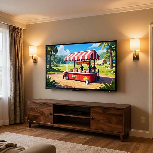 Cozy Home Theater with Scenic Display