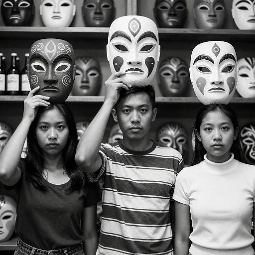 Tribal Masks in Black and White Photography
