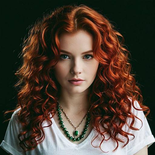 Portrait of Red Haired Woman with Curly Hair