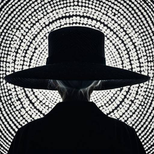 Silhouette of Elderly Woman with Wide-Brim Hat