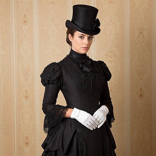 Victorian Elegance in Black Dress