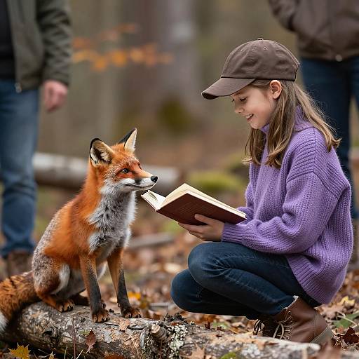 Autumn Encounter: Girl and Fox