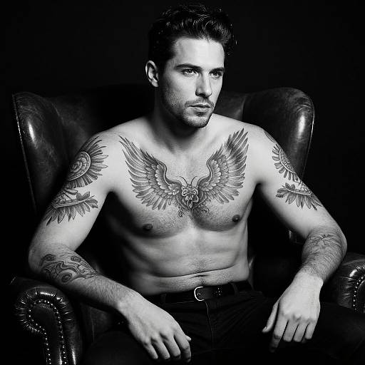 Tattooed Male Model in Vintage Portrait