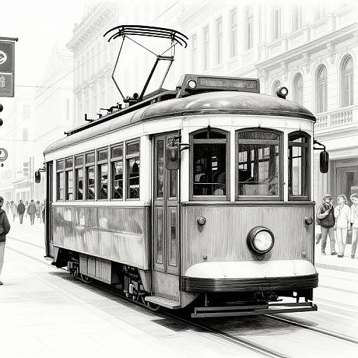 Realistic Vintage Electric Tram Illustration