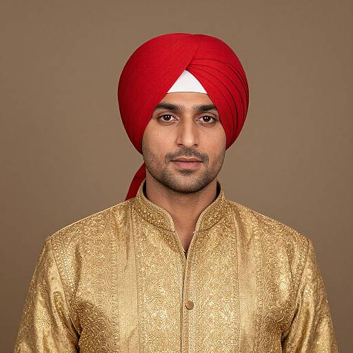 Punjabi Man in Red Turban