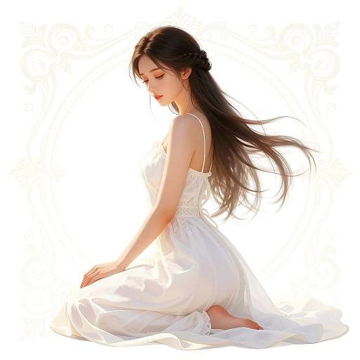 Graceful Woman in White Dress