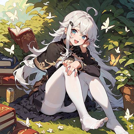 Charming Solo in White Pantyhose