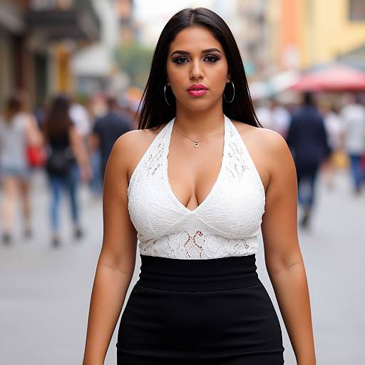 Confident Woman in Bustling City Street