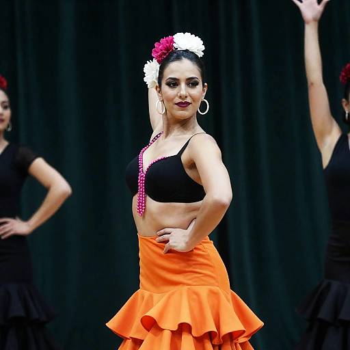 Woman in Flamenco Costume Dancing
