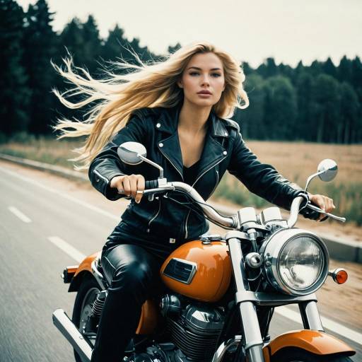Woman Riding Motorcycle on Road