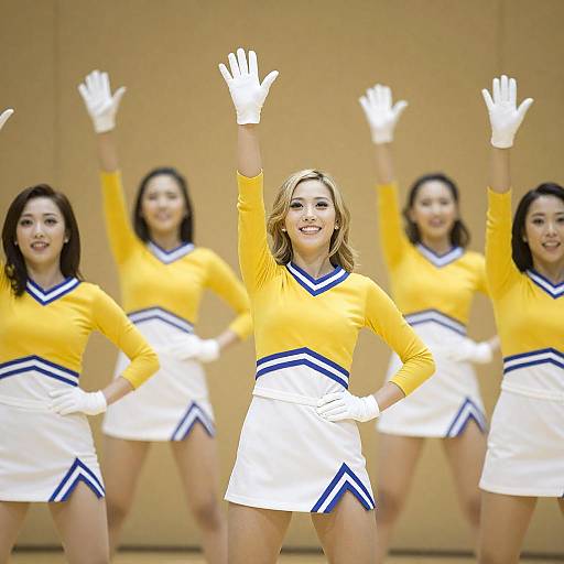 Golden Sparkle Cheerleading Squad Mid-Performance