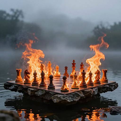 Fiery Chess Game on Floating Platform