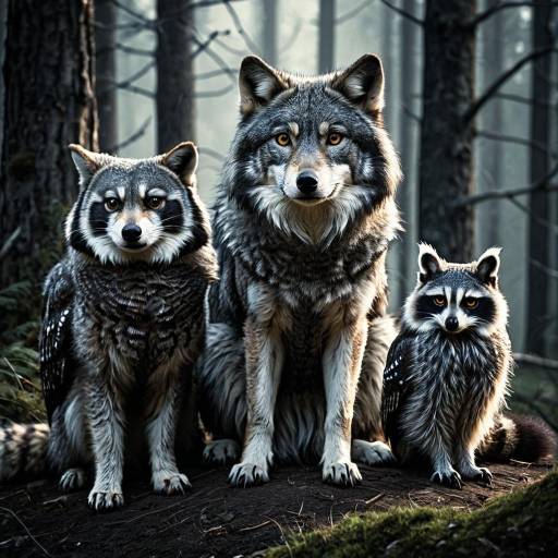 Serene Trio: Hyper-Realistic Wildlife Portrait Serene Trio: Hyper-Realistic Wildlife Portrait