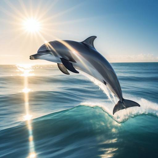 Dolphin Jumping in Ocean with Sunlight
