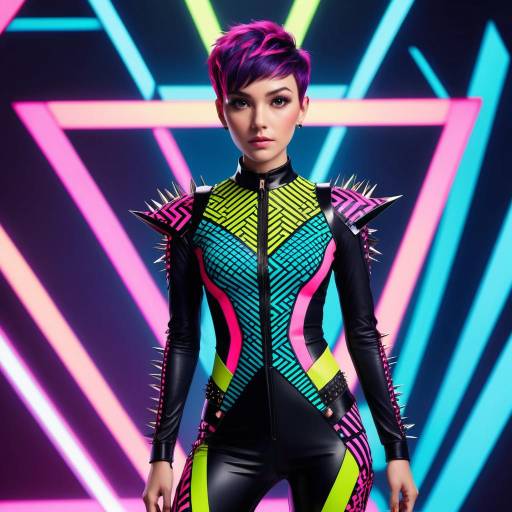 Vibrant Character in Bold Geometric Bodysuit