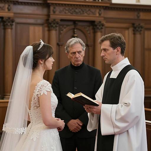 Bride and Clergy in Church Ceremony
