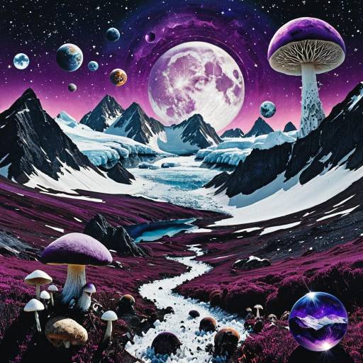 Surreal Cosmic Mushroom Landscape