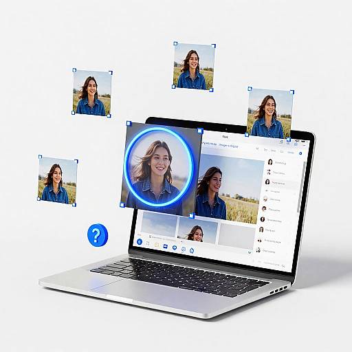 Neon Blue Image Enlarger Visualization