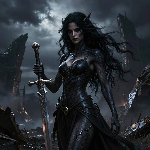 Dark Fallen Aasimar with Cursed Blade