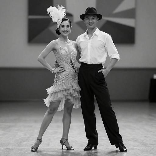 Elegant Ballroom Dance in Black and White