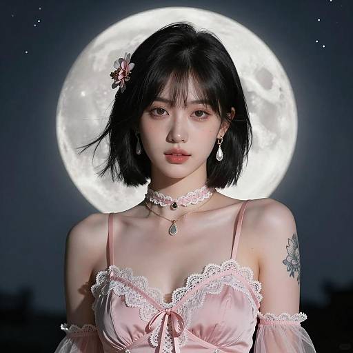 Elegant Night Portrait of a Young Woman