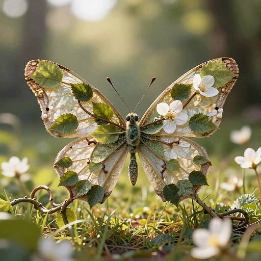 Butterfly with Blooming Leaf Wings