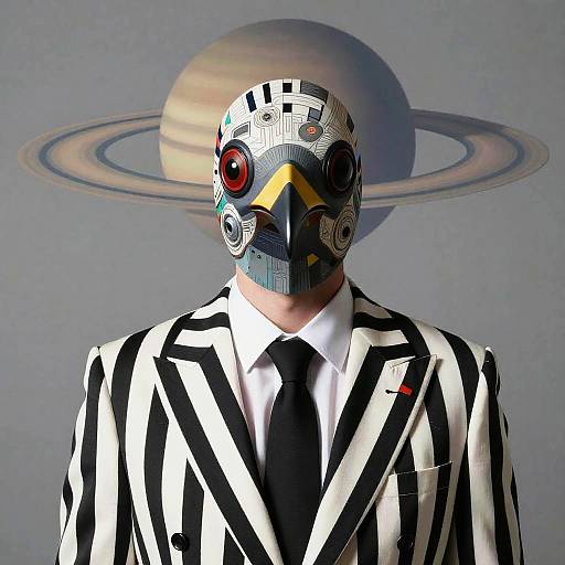 Suprematist Bird-Faced Saturn in Aquarius