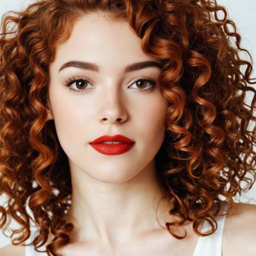 Portrait of Young Woman with Curly Auburn Hair