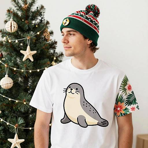 Festive Seal in Tropical Holiday Attire