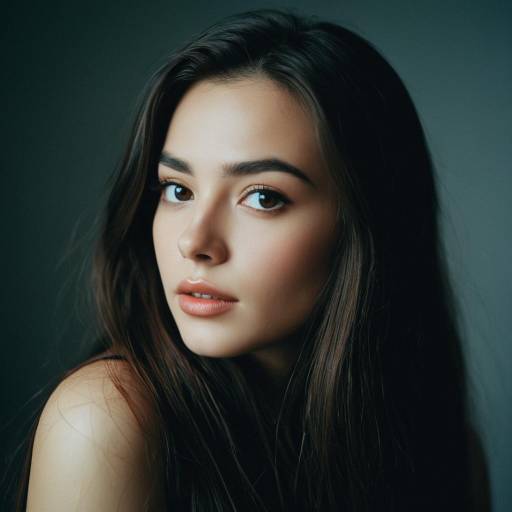 Young Woman with Long Dark Hair Portrait