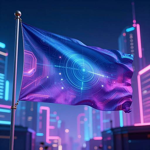 Neon Futuristic City Flag