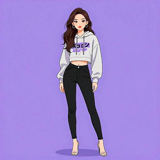 Stylish Woman in Streetwear Hoodie