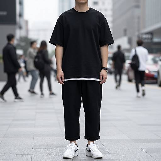 Minimalist Streetwear in Urban Cityscape