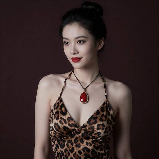 Stylish Woman in Leopard Print Dress