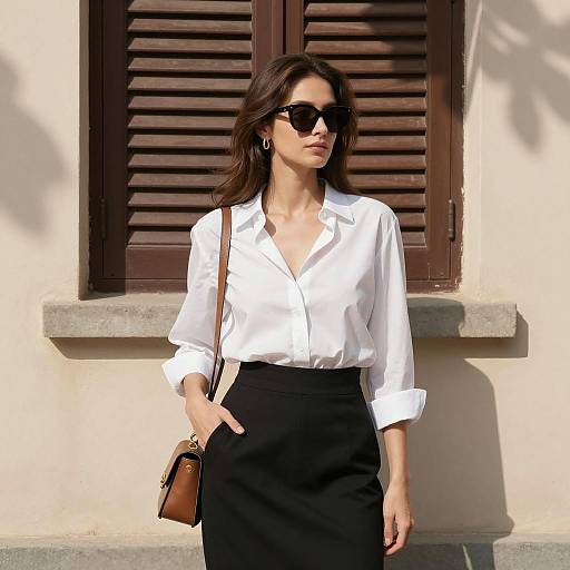 Fashionable Woman by Sunlit Wall