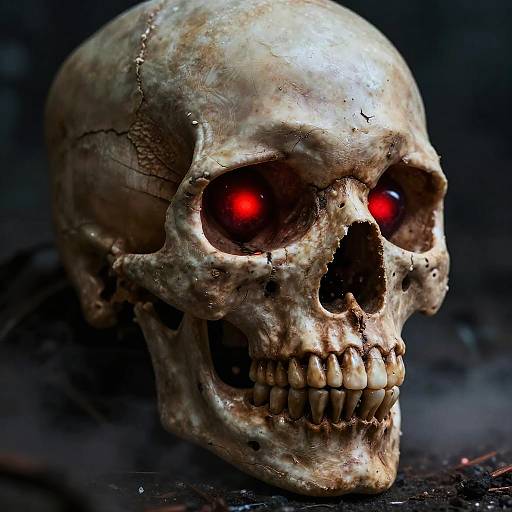 Frowning Skull with Glowing Red Eyes
