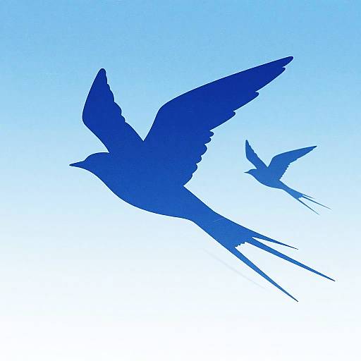 Stylized Soaring Swallows Silhouettes