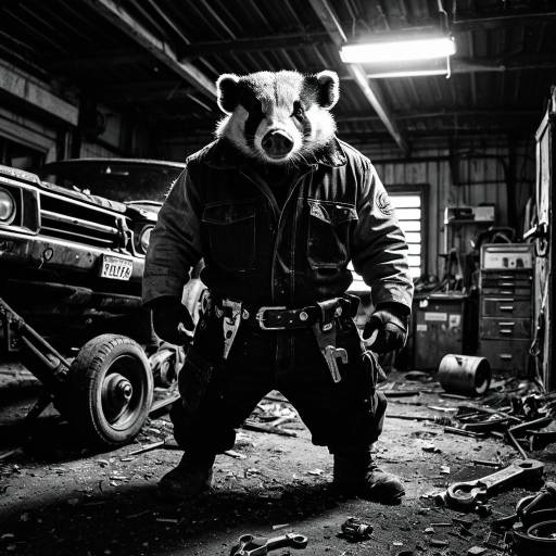 Mechanic Badger in Abandoned Garage