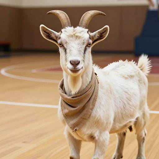 Regal Goat on Basketball Court