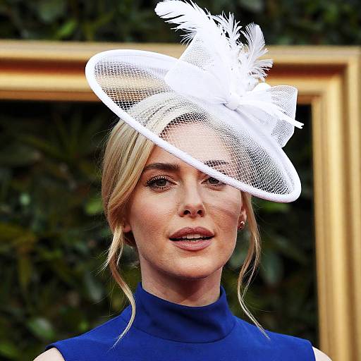Elegant Woman in Mesh Hat Portrait