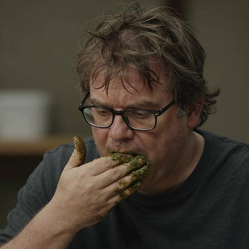 Middle-Aged Man Eating Mud