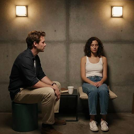 Intimate Basement Encounter: A Quiet Moment